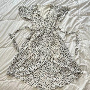 Floral Midi Faux-Wrap Dress